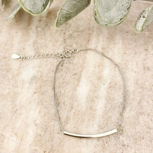 925 Sterling Silver Dainty Bar Bracelet Stackable Box Chain Bracelet